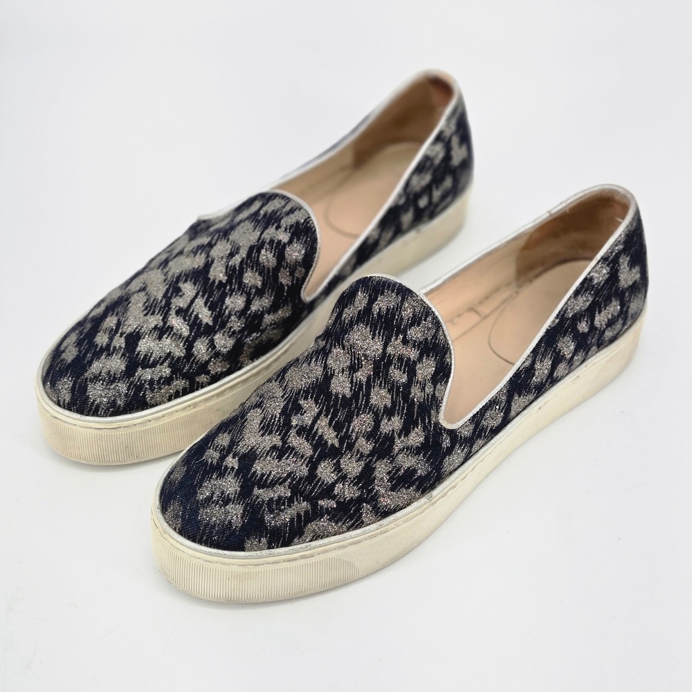 Stuart Weitzman Soho Leopard Metallic Jacquard Slip On Platform Loafers 10.5M